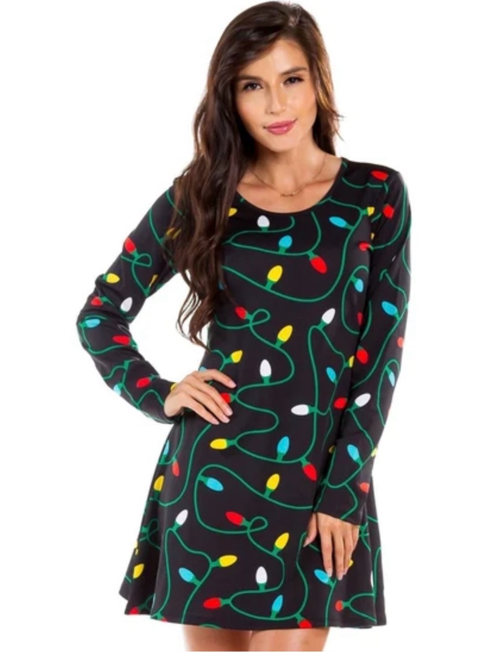 Tipsy Elves Women’s Twinkle Lights Holiday Dress Christmas Black Size Small